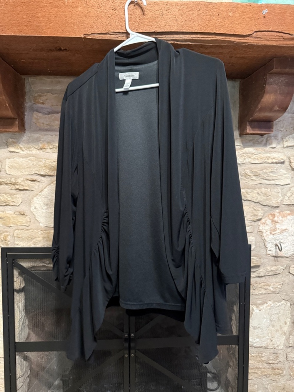 dressbarn Black Draped Open-Front Women's Cardigan